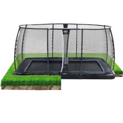   Dynamic groundlevel trampoline 244x427cm met veiligheidsnet - zwart