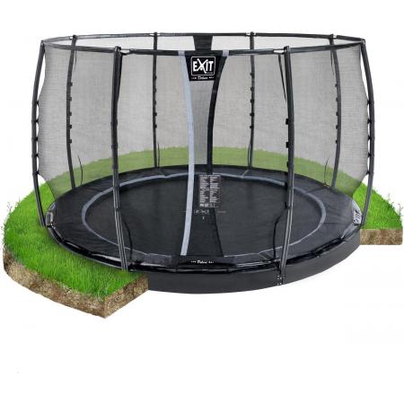 EXIT Dynamic groundlevel trampoline ø305cm met veiligheidsnet - zwart