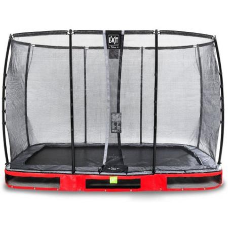 EXIT Elegant inground trampoline 214x366cm met Deluxe veiligheidsnet - rood