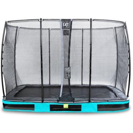 EXIT Elegant inground trampoline 214x366cm met Economy veiligheidsnet - blauw