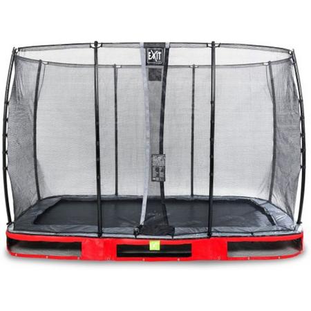 EXIT Elegant inground trampoline 214x366cm met Economy veiligheidsnet - rood