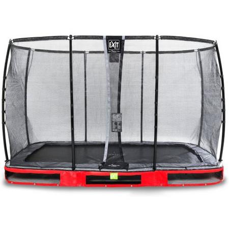 EXIT Elegant inground trampoline 244x427cm met Deluxe veiligheidsnet - rood