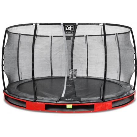 EXIT Elegant inground trampoline ø427cm met Deluxe veiligheidsnet - rood