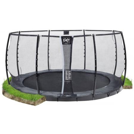 EXIT Supreme groundlevel trampoline ø427cm met veiligheidsnet - grijs