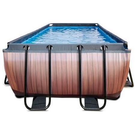 EXIT Wood zwembad 540x250x122cm met filterpomp - bruin