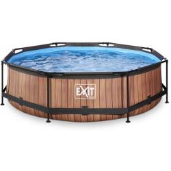   Wood zwembad ø300x76cm met filterpomp - bruin