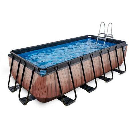 EXIT zwembad Wood 400x200cm met filterpomp - bruin