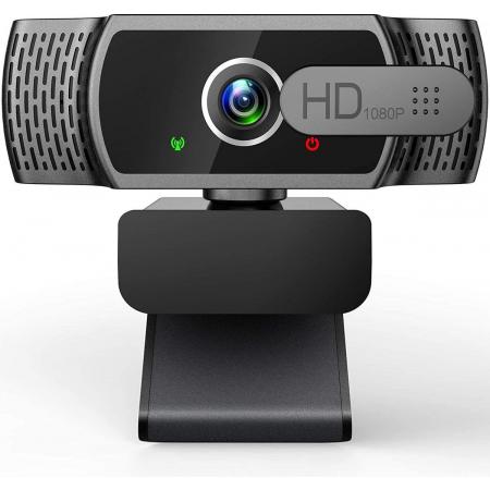 Webcam voor pc met microfoon - 1080P FHD-webcam met privacyhoes, Plug and Play USB-webcamera voor desktop- en laptopconferentie, vergadering, zoom, Skype, Facetime, Windows, Linux en macOS