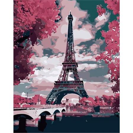 IJffeltoren in Parijs - Schilderen op Nummer 50x40cm met Houten frame