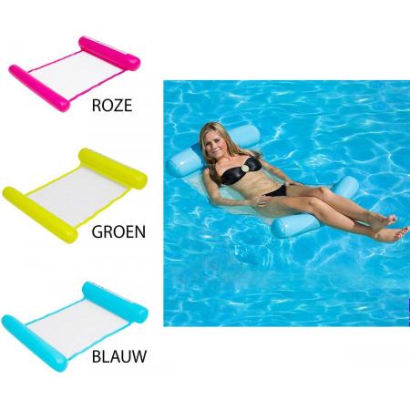 Waterhangmat - Opblaasbaar lounge luchtbed – hoofdsteun - Zwembad luchtbed - blauw