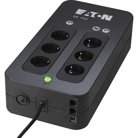 Eaton 3S 700 DIN 700VA 6AC outlet(s) Mini Toren Zwart UPS