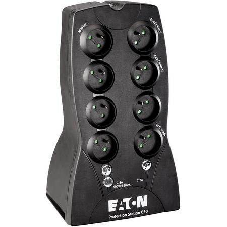 Eaton Protection Station 650 FR 650VA 8AC outlet(s) Mini Toren Zwart UPS