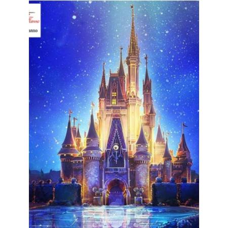 Disneys kasteel golden glow full diamond painting 30x40cm.