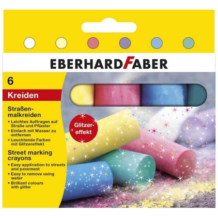 stoepkrijt Eberhard Faber 4-kantig 4 glitterkleuren