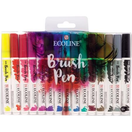 Talens Ecoline - Brush Pen Penseelpen Penseelstift - Set 15 kleuren