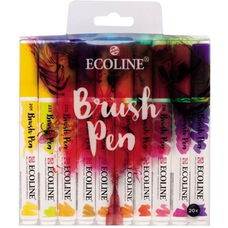 Talens Ecoline - Brush Pen Penseelpen Penseelstift - Set 20 kleuren