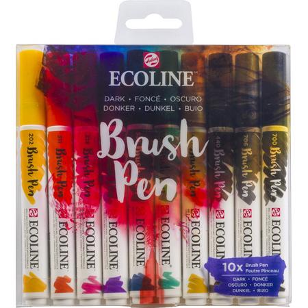 Talens Ecoline Brush Pen - 10 stuks - Donker - Brushpen