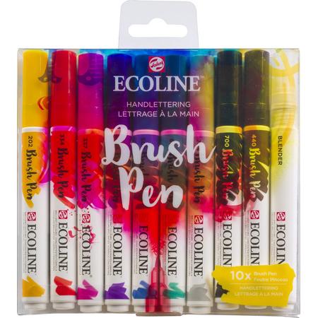 Talens Ecoline Brush Pen - 10 stuks - Handlettering - Brushpen