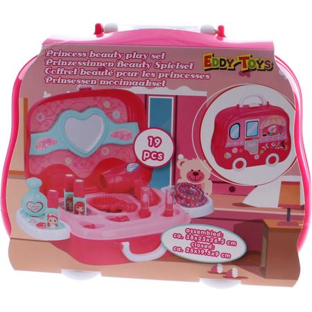 Eddy Toys Beautycase Prinsessen Meisjes 25 Cm Roze 19-delig