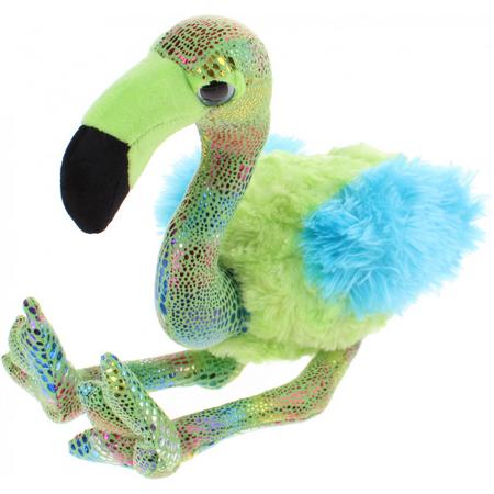 Eddy Toys Knuffel Flamingo Blauw/groen 27 Cm