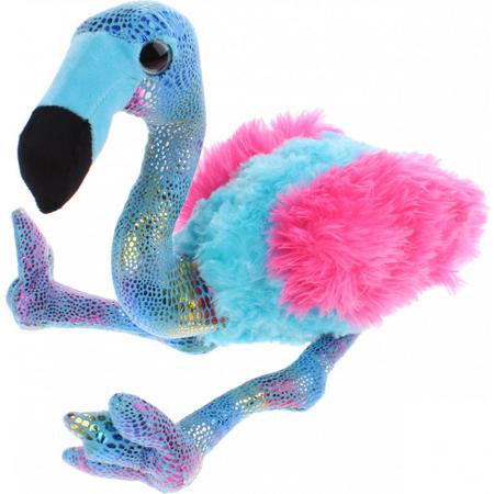 Eddy Toys Knuffel Flamingo Blauw/roze 27 Cm