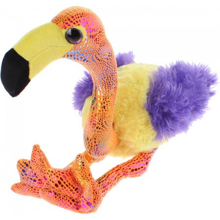 Eddy Toys Knuffel Flamingo Paars/geel 27 Cm