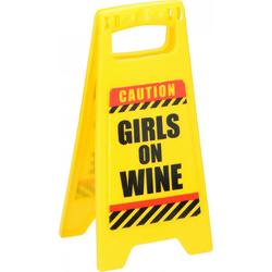 Eddy Toys Waarschuwingsbord Girls On Wine 24,5 Cm Geel