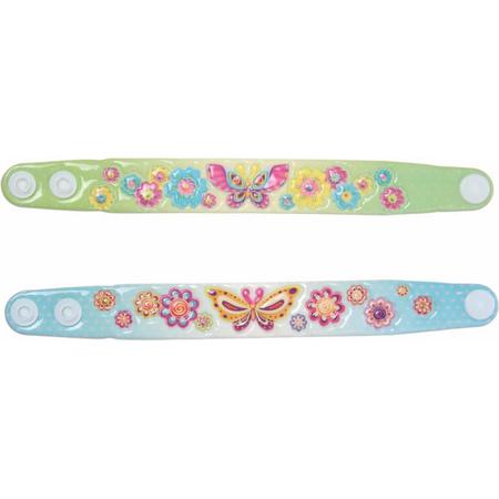 Eddy Toys armbanden vlinders groen/blauw 5 cm 2 stuks