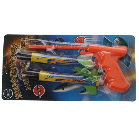 Eddy Toys raketschieter oranje 17 cm 3-delig