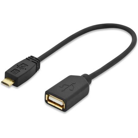 Ednet 84192 0.2m Micro-USB B USB A Mannelijk Vrouwelijk Zwart USB-kabel