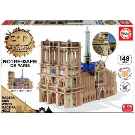 Educa HOUT: Notre-Dame - 3D puzzel - 148 stukjes - Parijs