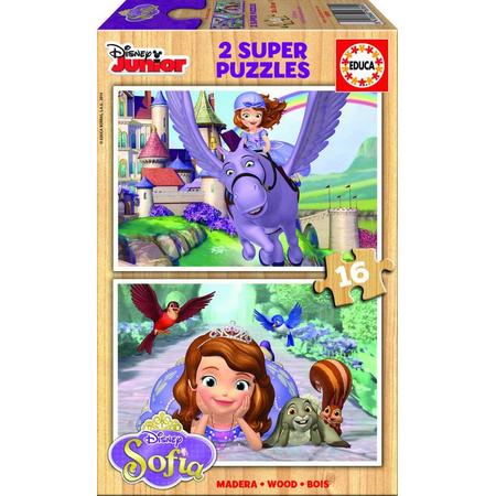 Educa HOUT: Prinses Sofia - 2x16 stukjes puzzel