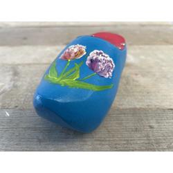 Spaarpot klomp handpainted blauw met tulpen