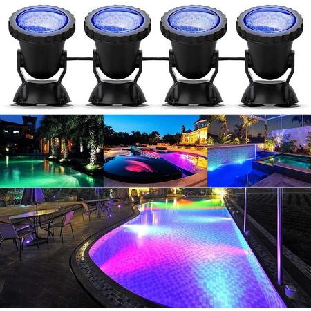 Elfeland RGB LED Zwembadlamp - Zonne Energie Zwembadverlichting - Zwembad Verlichting - 4 Stuks - Zwart