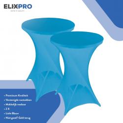 ElixPro - Premium statafelrok Licht blauw 2x - ∅80 x 110 cm - Tafelrok- Statafelhoes - Tafelhoezen voor statafel - Staantafelhoes - Extra dik voor een Premium uitstraling - oceaan blauw