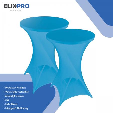 ElixPro - Premium statafelrok Licht blauw 2x - ∅80 x 110 cm - Tafelrok- Statafelhoes - Tafelhoezen voor statafel - Staantafelhoes - Extra dik voor een Premium uitstraling - oceaan blauw