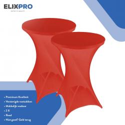 ElixPro - Premium statafelrok Rood 2x - ∅80 x 110 cm - Tafelrok- Statafelhoes - Tafelhoezen voor statafel - Staantafelhoes - Extra dik voor een Premium uitstraling