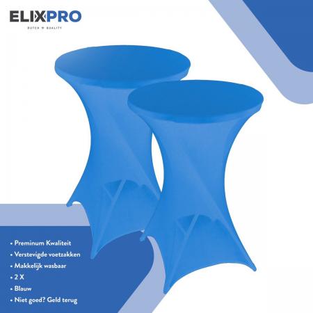 ElixPro - Premium statafelrok blauw 2x - ∅80 x 110 cm - Tafelrok- Statafelhoes - Tafelhoezen voor statafel - Staantafelhoes - Extra dik voor een Premium uitstraling