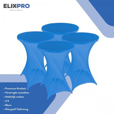 ElixPro - Premium statafelrok blauw 4x - ∅80 x 110 cm - Tafelrok- Statafelhoes - Staantafelhoes - Extra dik voor een Premium uitstraling