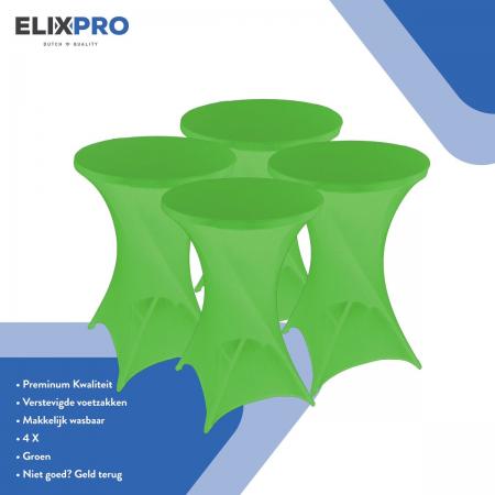 ElixPro - Premium statafelrok groen 4x - ∅80 x 110 cm - Tafelrok- Statafelhoes - Staantafelhoes - Extra dik voor een Premium uitstraling