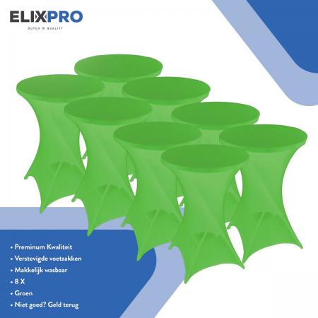 ElixPro - Premium statafelrok groen 8x - ∅80 x 110 cm - Tafelrok- Statafelhoes - Staantafelhoes - Extra dik voor een Premium uitstraling