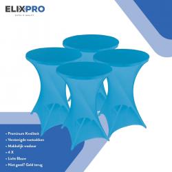 ElixPro - Premium statafelrok licht blauw 4x - ∅80 x 110 cm - Tafelrok- Statafelhoes - Staantafelhoes - Extra dik voor een Premium uitstraling