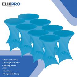 ElixPro - Premium statafelrok licht blauw 8x - ∅80 x 110 cm - Tafelrok- Statafelhoes - Staantafelhoes - Extra dik voor een Premium uitstraling
