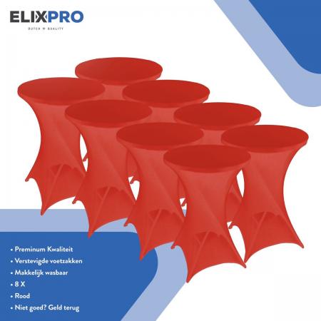 ElixPro - Premium statafelrok rood 8x - ∅80 x 110 cm - Tafelrok- Statafelhoes - Staantafelhoes - Extra dik voor een Premium uitstraling