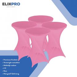 ElixPro - Premium statafelrok roze 4x - ∅80 x 110 cm - Tafelrok- Statafelhoes - Staantafelhoes - Extra dik voor een Premium uitstraling