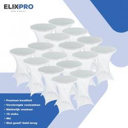 ElixPro - Premium statafelrok wit 16x - ∅80 x 110 cm - Tafelrok- Statafelhoes - Staantafelhoes - Extra dik voor een Premium uitstraling