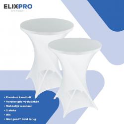 ElixPro - Premium statafelrok wit 2x - ∅80 x 110 cm - Tafelrok- Statafelhoes - Staantafelhoes - Extra dik voor een Premium uitstraling
