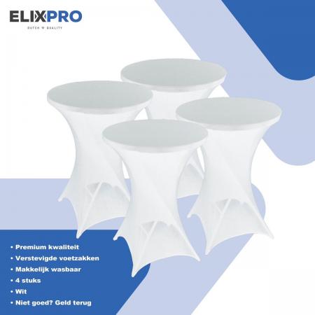 ElixPro - Premium statafelrok wit 4x - ∅80 x 110 cm - Tafelrok- Statafelhoes - Staantafelhoes - Extra dik voor een Premium uitstraling