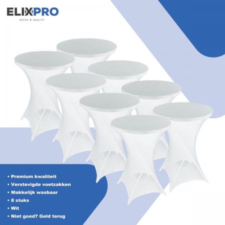 ElixPro - Premium statafelrok wit 8x - ∅80 x 110 cm - Tafelrok- Statafelhoes - Staantafelhoes - Extra dik voor een Premium uitstraling