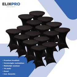 ElixPro - Premium statafelrok zwart 16x - ∅80 x 110 cm - Tafelrok- Statafelhoes - Staantafelhoes - Extra dik voor een Premium uitstraling